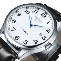 （A creative）ธุรกิจแฟชั่น Automatic MechanicalMen Time MasterStrap WhiteCalendar Date Montre HommeClassic