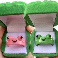 2Pc Frog Rings Polymer Clay Resin for Couple Fashion Jewelry