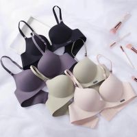 women French Ice Silk Bra Gathered Without Steel Ring Lingerie underwear for girl