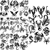 【YF】 Black Scorpion Temporary Tattoos For Men Adults Realistic Dragon Wolf Lion Water Transfer Fake Tattoo Sticker Arm Body Tatoos 3D