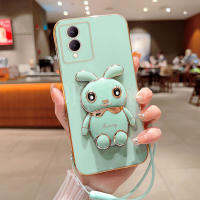 เคสมือถือทรงกระต่ายน่ารัก Y17S วิโวเคสโทรศัพท์นิ่ม,VIVOY17S ฝาครอบป้องกันกล้องป้องกัน Y17s เนื้อนิ่มเคลือบสายคล้องมือหรูหรา