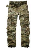 xixibeauty Mens Ripstop Wild Cargo Pants, Relaxed Fit Hiking Pants, Army Camo Combat Casual Work Pants With Multi Pockets