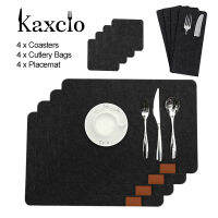 Kaxcio 12ชิ้น/เซ็ตสี่เหลี่ยมผืนผ้าเสื่อวางสักหลาดความร้อน-แก้วกันร้อน Coaster เสื่อโต๊ะครัวชุด