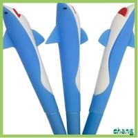 CHENG 3PCS ปลาฉลามปลาฉลาม กล่องใส่ปากกา สีฟ้าสีฟ้า ปากกาเจล 0.5มม. ปากกาสำหรับเขียน ออฟฟิศสำหรับทำงาน