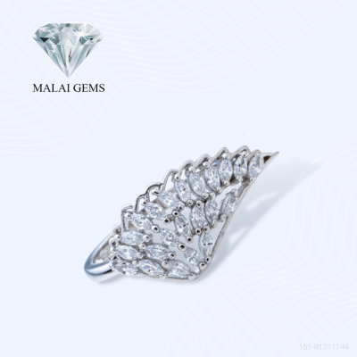 Malai Gems แหวนเพชร แหวนปีกนางฟ้า เงินแท้ 925 เคลือบทองคำขาว ประดับเพชรสวิส CZ รุ่น151-R1711144 แถมกล่อง แหวนเงินแท้ แหวนเงิน