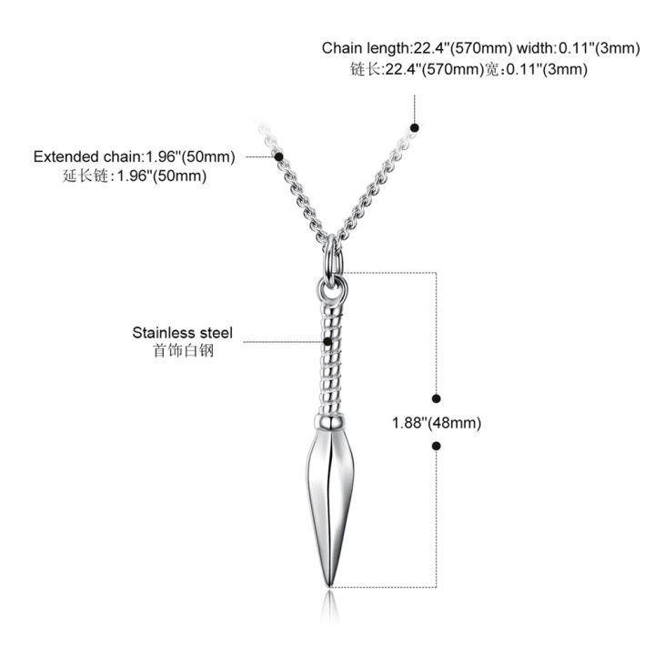 punk-stainless-steel-spearhead-necklace-for-men-cool-boy-shuriken-weapon-charm-pendant-necklaces-jewelry