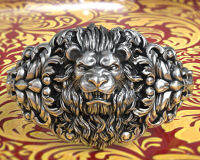 Lion HEAD Barbara Pattern Royal Fleur de Lis แหวน unisex 925 Solid Sterling Silver RING