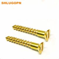 100pcs M1.6/2.0/2.5/3.0 Hot Solid Wood Working Tools Chipboard Brass Copper Countersunk Slotted Drive Flat  Head Metal  Screws Nails Screws  Fasteners