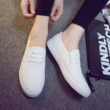 White flat slip deals on shoes