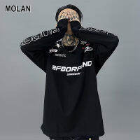 MOLAN เสื้อแขนยาวเสื้อฮู้ดแขนยาวลำลองไฮสตรีท Pakaian Balap สำหรับผู้ชายและเสื้อแขนยาวสตรี