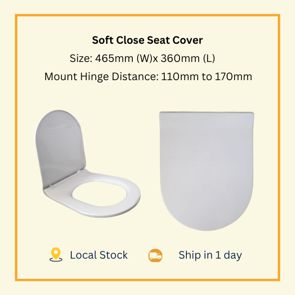 Durable DShaped Soft Closing Toilet Seat 465mm x 365mm THIN PROFILE