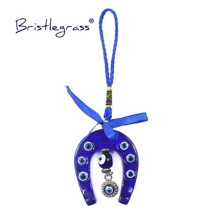 BRISTLEGRASS Turkish Blue Evil Eye Resin Horseshoe Bowknot Amulets Lucky Charm Car Wall Hanging Pendants Pendulum Blessing Decor