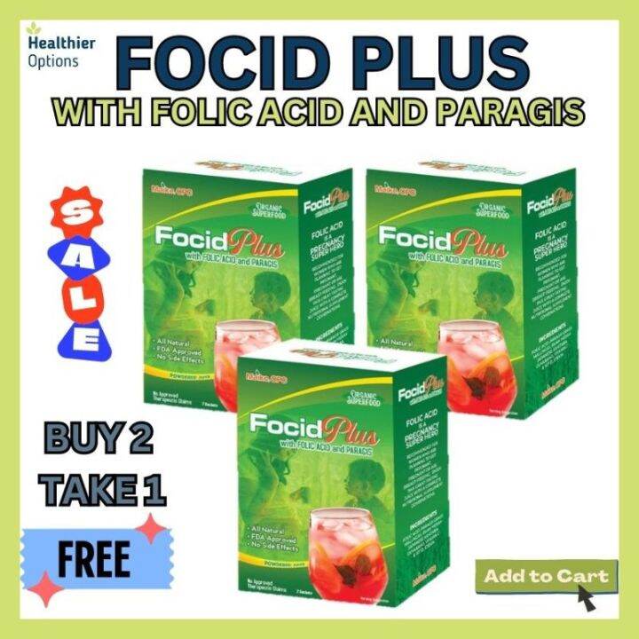 3 Boxes Focid Plus with Folic Acid Paragis Vit. C & D Supplements for ...