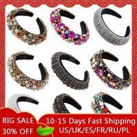 [HOT W] หรูหราคริสตัล Hairbands Baroque Rhinestone Headband สำหรับสตรีเบาะ Head Band อุปกรณ์เสริมผมเจ้าหญิงน่ารัก Headdress