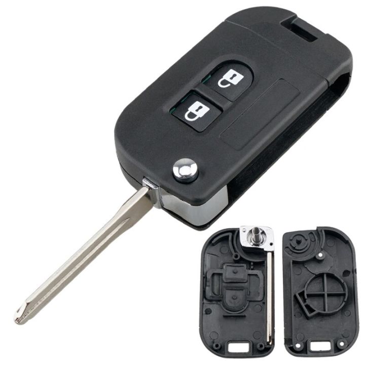 เคสกุญแจรถยนต์ปลอกหุ้มกุญแจรีโมตพับได้2ปุ่มเหมาะสำหรับนิสสัน-qashqai-micra-navara-ออลเมร่าโน็ตแดด