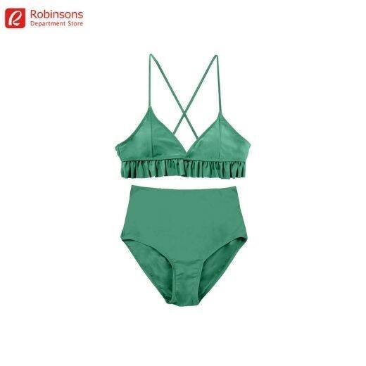 Angelfish Earthy Greens Bikini Triangle Top Swimwear Set Lazada PH