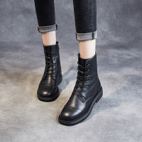 Spot parcel post Dr. Martens Boots Female British Style 2020 Autumn New Soft Cowhide Lace-up Booties Side Zipper Casual High-Top Leather Shoes Women