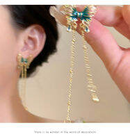 WHC เครื่องประดับ Mint สีเขียว Gold-Plated พู่ต่างหูผีเสื้อสำหรับผู้หญิงหรูหราอุปกรณ์เสริม