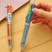 【☸2023 New☸】 azaooc ปากกาพลาสติก2ชิ้นพร้อมเครื่องมือเครื่องเขียนสำนักงานปากกาปากกาลูกลื่นหลายสี6 In 1หลากสีแบบรุ่นสี