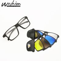 Vintage Polarized Men Sunglasses Women 5 In 1 Clip On Set Glasses 2019 TR90 Optical Prescription Frames Eyeglass Corrective UV40