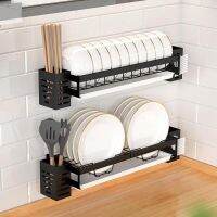 【hot】 Wall Mounted Dish Drainer Rack Storage Shelves Tableware Holder Bowl Plate Drying Shelf Organizer