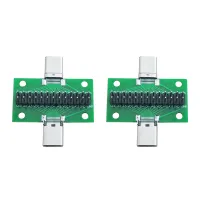 2X Male to Female Type C Test PCB Board Universal Board with USB 3.1 Port 20.6X36.2MM Test Board with Pins