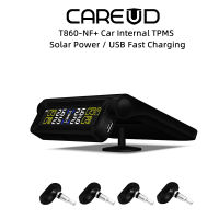 CAREUD T680-WF Car TPMS จอแสดงผล LCD ระบบการตรวจสอบแรงดันยางรถยนต์ Car พร้อมเซ็นเซอร์ภายนอก4ยูเอสบีชาร์จไวพลังงานจากแสงอาทิตย์