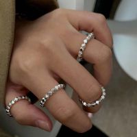 RUISHA แหวนสวมนิ้วแบบเกาหลี,แหวนทรงสี่เหลี่ยมย้อนยุคทรงเรขาคณิตแบบเรียบง่ายทันสมัยสำหรับสาวๆแหวนประดับเงินชุบทองแดง