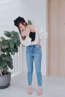 รสนิยม #BM60 - กางเกงยีนส์ทรงบอยเฟรนด์ ยีนส์เอวสูง กางเกงทรงบอย กางเกงขายาว กางเกงเอวสูง กางเกงผู้หญิง รสนิยมยีนส์ Jeans Rossaniyom Jeans