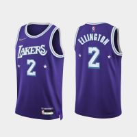 High quality basketball clothes NBA Los Angeles embroidered purple jersey No. 2 city tram Retro Platinum version of the basketball uniform for the mens 75th anniversary of the new season