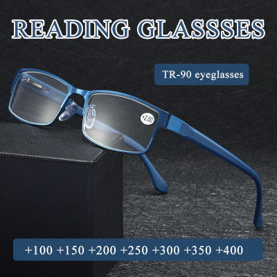แว่นสายตายาวสำหรับผู้ชาย,แว่นสายตายาวกรอบโลหะสำหรับธุรกิจแว่นตาอ่านหนังสือ Tr90 + 100 + 150 + 200 + 250 + 300 + 350 + 400ใหม่
