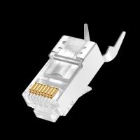 Rj45หุ้มฉนวนโลหะ Cat7อเนกประสงค์50/100ชิ้นตัวเชื่อมสายไฟปลั๊กแบบโมดูลาร์แมว7 8p8c เครือข่ายขั้วต่ออีเธอร์เน็ตจีบ Rj-45