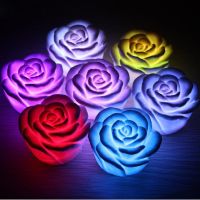 New Romantic Changing LED Floating Rose Flower Candle Night Light Wedding Decoration SCVD889