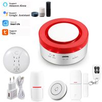 Wireless WIFI Home Security Alarm System Tuya Smart Strobe Siren Flash 433MHz Motion Sensor Door Detector Compatible With Alexa Household Security Sys