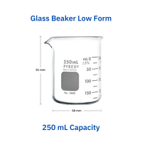 Glass Beaker ฺ ขนาด 250 mL Brand Pyrex  Made in Germanyจำนวน 1 ใบ (Borosilicate Glass)