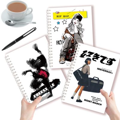 Hip Hop Notebook A5 Spiral Writing Note Book Memo Japanese Kanji Print Rock Roll Music Hiphop Freestyle Harajuku Kpop Girls Gift
