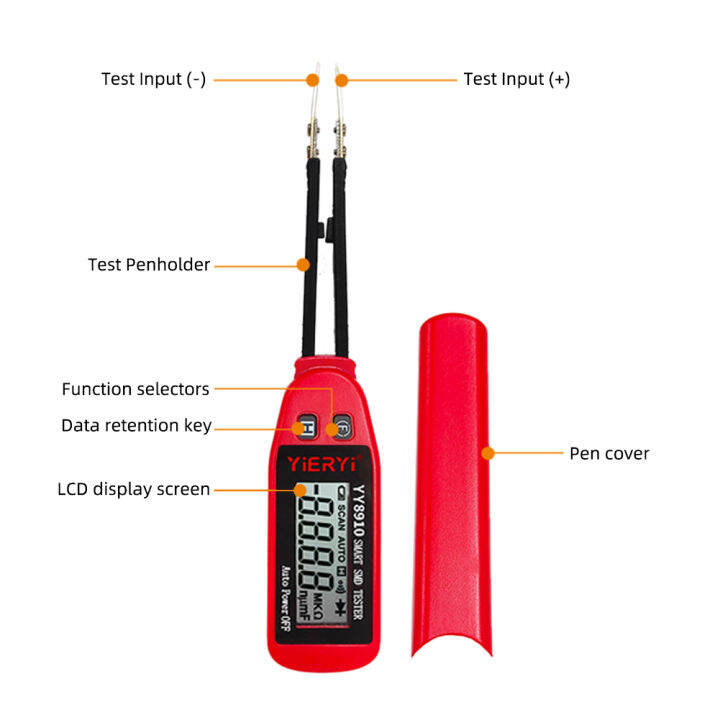 มัลติมิเตอร์ไฟฟ้าเครื่องทดสอบ-smd-แบบสมาร์ท-rcyago-ไดโอดต่อเนื่องความต้านทานความจุทดสอบส่วนประกอบอุปกรณ์ที่ยึดอยู่บนผิว-pcb-เครื่องทดสอบมิเตอร์