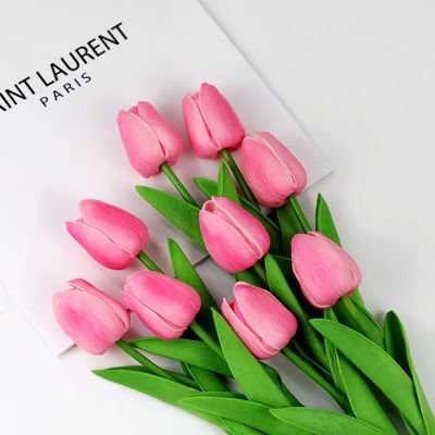 O•urHome [ดอกทิวลิปประดิษฐ์]1ชิ้น ดอกไม้ประดิษฐ์34 ซม.สําหรับตกแต่งงานแต่งงาน ดอกไม้ปลอม ดอกทิวลิปปลอม ดอกทิวลิปสีขาว ดอกไม้แต่งห้อง Tulip