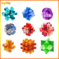 AngelBaby เกมปริศนา3D ของเด็กล็อคของเล่นเพื่อการศึกษาพัฒนาสมองตัวต่อ Luban สีแก้วสำหรับของขวัญเด็กชายหญิง