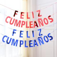 Spanish Happy Birthday letter banner pull flag party atmosphere decorative pull flower Scene prop decoration 6 color optional Banners Streamers Confet