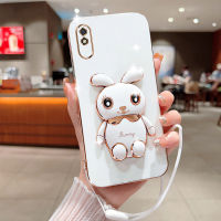 Xiaomi Redmi 9A Case, Luxury Electroplating Soft TPU Shell with Lanyard and Bracket Stand Case for Xiaomi Redmi 9A