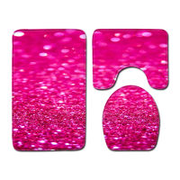 Shiny Printed Three-piece Floor Mat Door Mat Bathroom Rug Waterproof Carpets Toilet Seat Cover Floor Mat Bathroom Decor