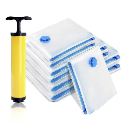 Vacuum Storage Bags for Clothes Organizer Transparent Vacuum Sealer Bags Space Saving Travel Organizer Hand Pump Accessories