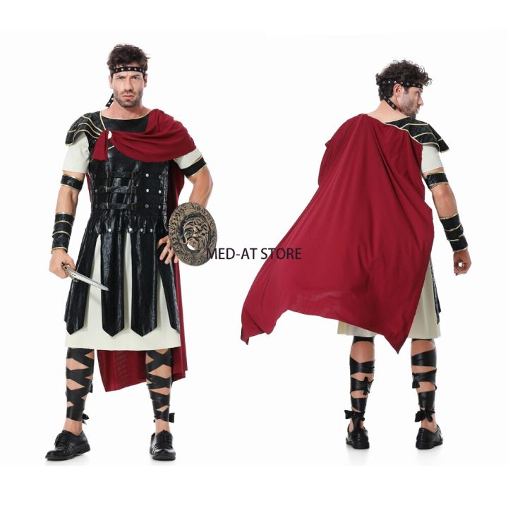 Medieval Men's Spartan Warrior Cosplay Costume Leather Armour Roman ...