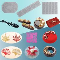 SHENHONG Leaves Shapes and Geometric Textured Silicone Sugarcraft Molds Cake Mould Lace Mat Bakeware Set Dessert Decorating Bread Cake  Cookie Accesso