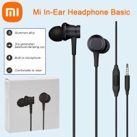 หูฟังเพลงเบสพร้อมไมโครโฟนสเตอริโอพื้นฐานหูฟังแบบเสียบหู Xiaomi Mi ของแท้,มาพร้อมหูฟังแบบมีสายเสียงสดใหม่สำหรับสมาร์ทโฟนแอนดรอยด์