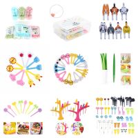 2-100pcs Animal Farm Fruit Fork Mini Cartoon Children Snack Cake Dessert Food Fruit Pick Toothpick Bento Lunches Party Decor