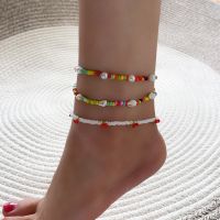 3Pcs Fashion Colorful Rice Beads Conch Pearl Anklet for Women Sweet Temperament Cute Anklet Female Summer Beach Jewelry Gift