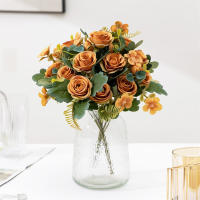 Wedding Crafts With Artificial Roses Home Decorations With Simulated Flowers Living Room Centerpiece Autumn Rose Bouquet Artificial Flower Arrangement