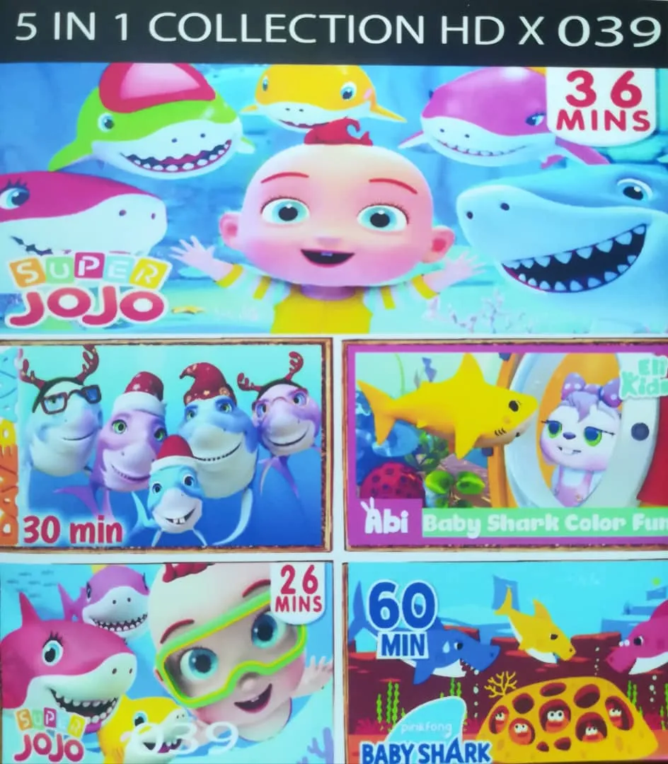 DVD English Cartoon Song Super Jojo & Baby Shark 5 in 1 Collection HD X 039  - Movieland682786 | Lazada